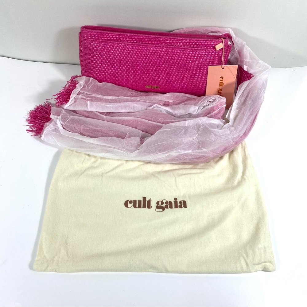 *SOLD* NWT Cult Gaia Banu Mini Fringe Clutch Qajar Rose - Picture 7 of 16